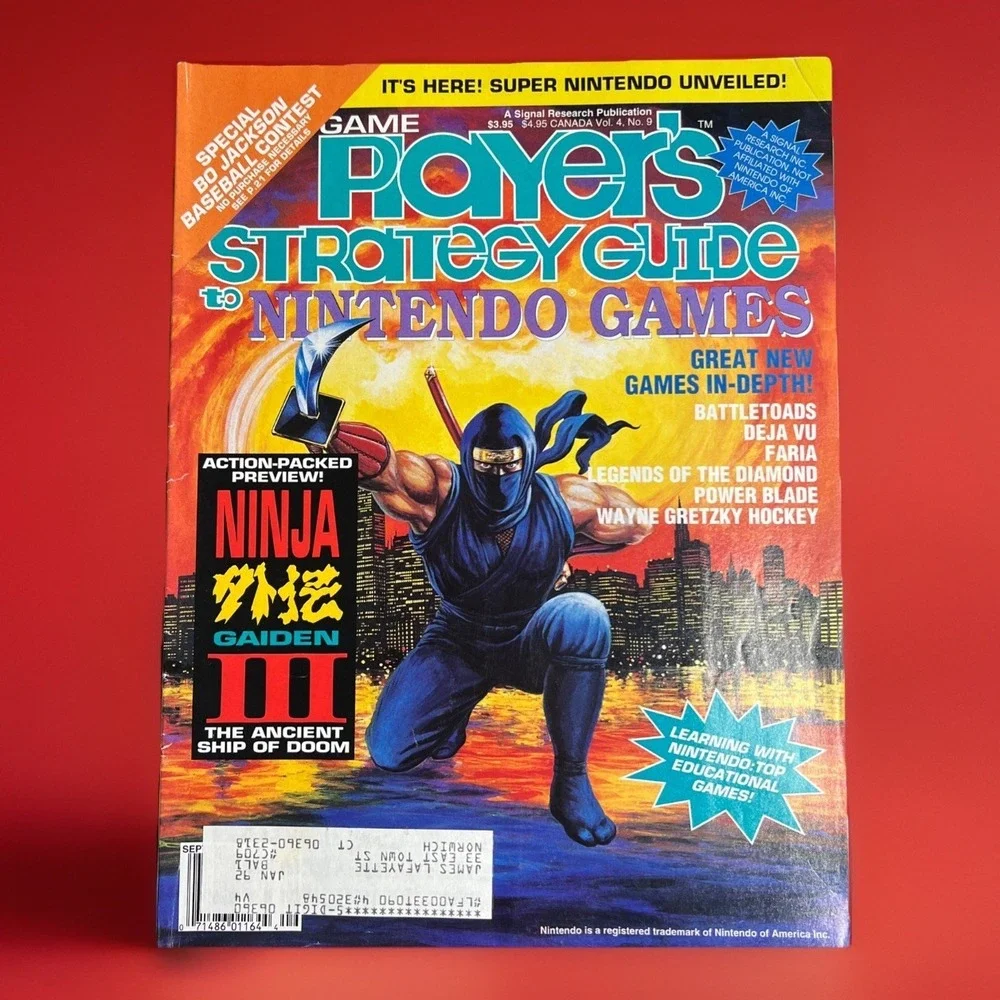 Game‎ Player's Nintendo Strategy Guide Vol. 4 No. 9 Ninja Gaiden III NES Cover